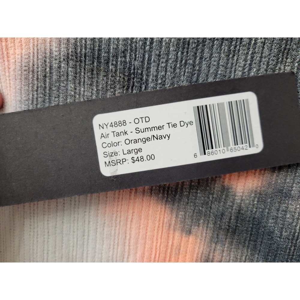 Noli Yoga Activeware Cropped Air Tank Womens Large Orange Navy Tie Dye NWT - Picture 5 of 6